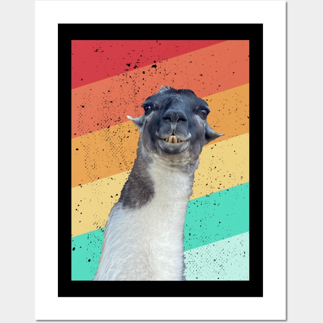 Cute Alpaca No Prob LLAMA Vintage Lama Retro Alpaca Gift Wall Art by BurunduXX-Factory